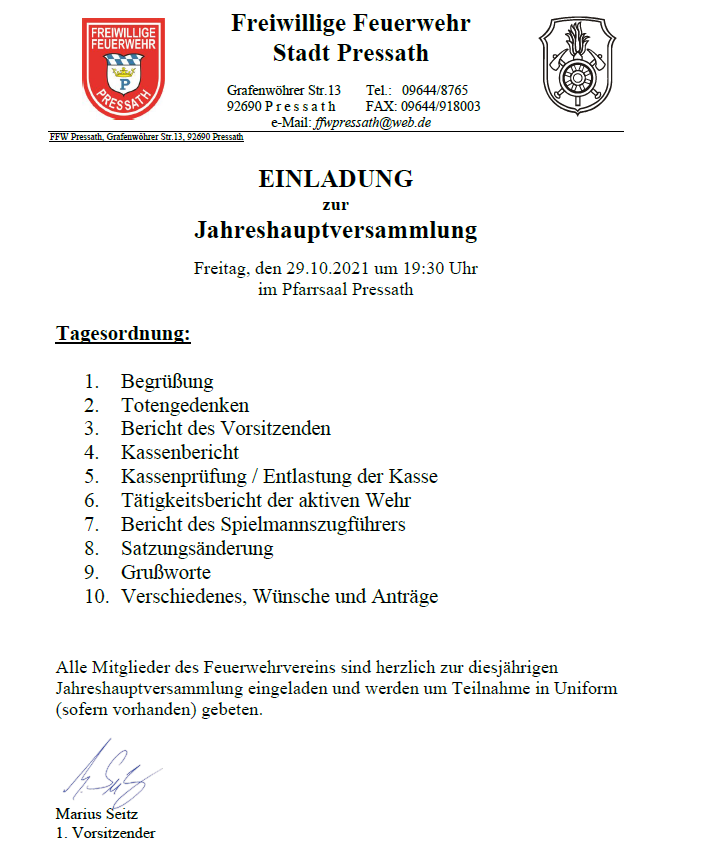 Read more about the article Einladung zur Jahreshauptversammlung