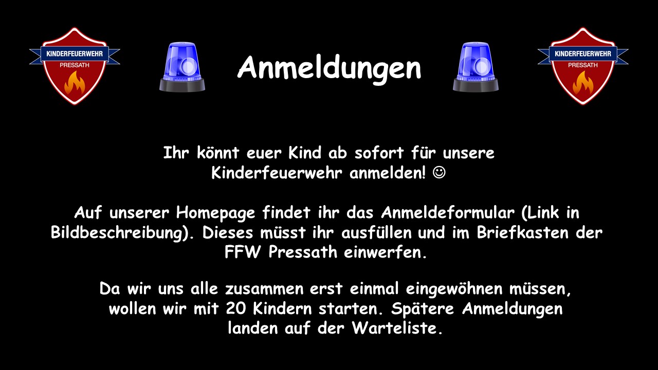 Read more about the article Anmeldung Kinderfeuerwehr
