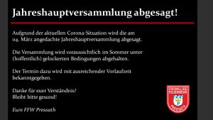 Read more about the article Absage Jahreshauptversammlung!